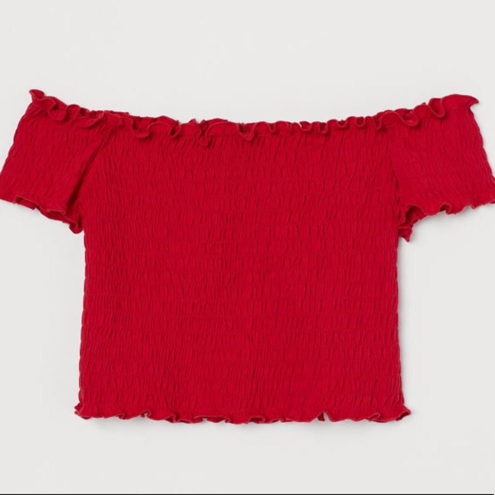 Smocked Off the Shoulder Crop Top (NWOT)